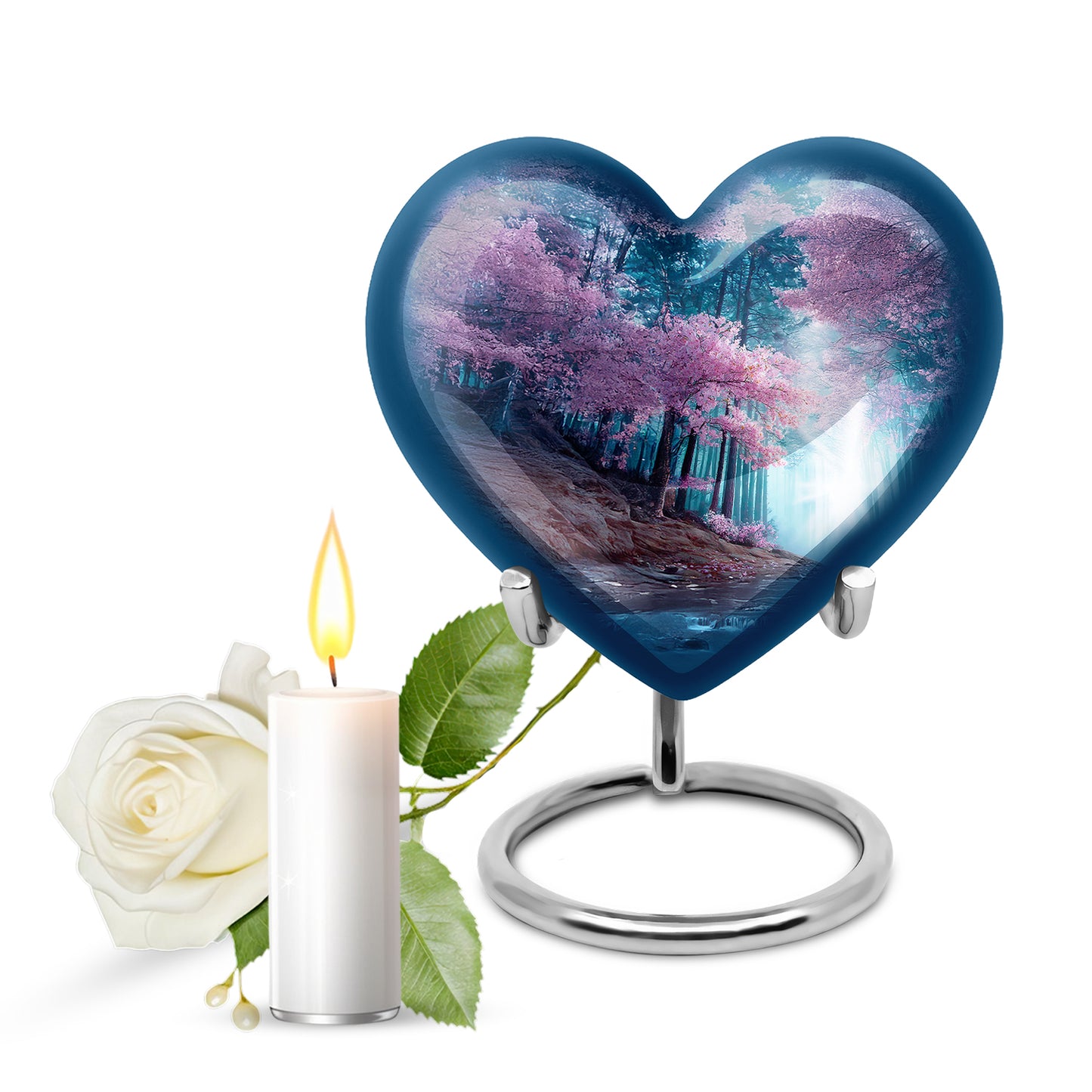 Personalized Magnificent Cherry Blossom Cremation Urns - Blue 10-inch, 200 cu in - Yatskia