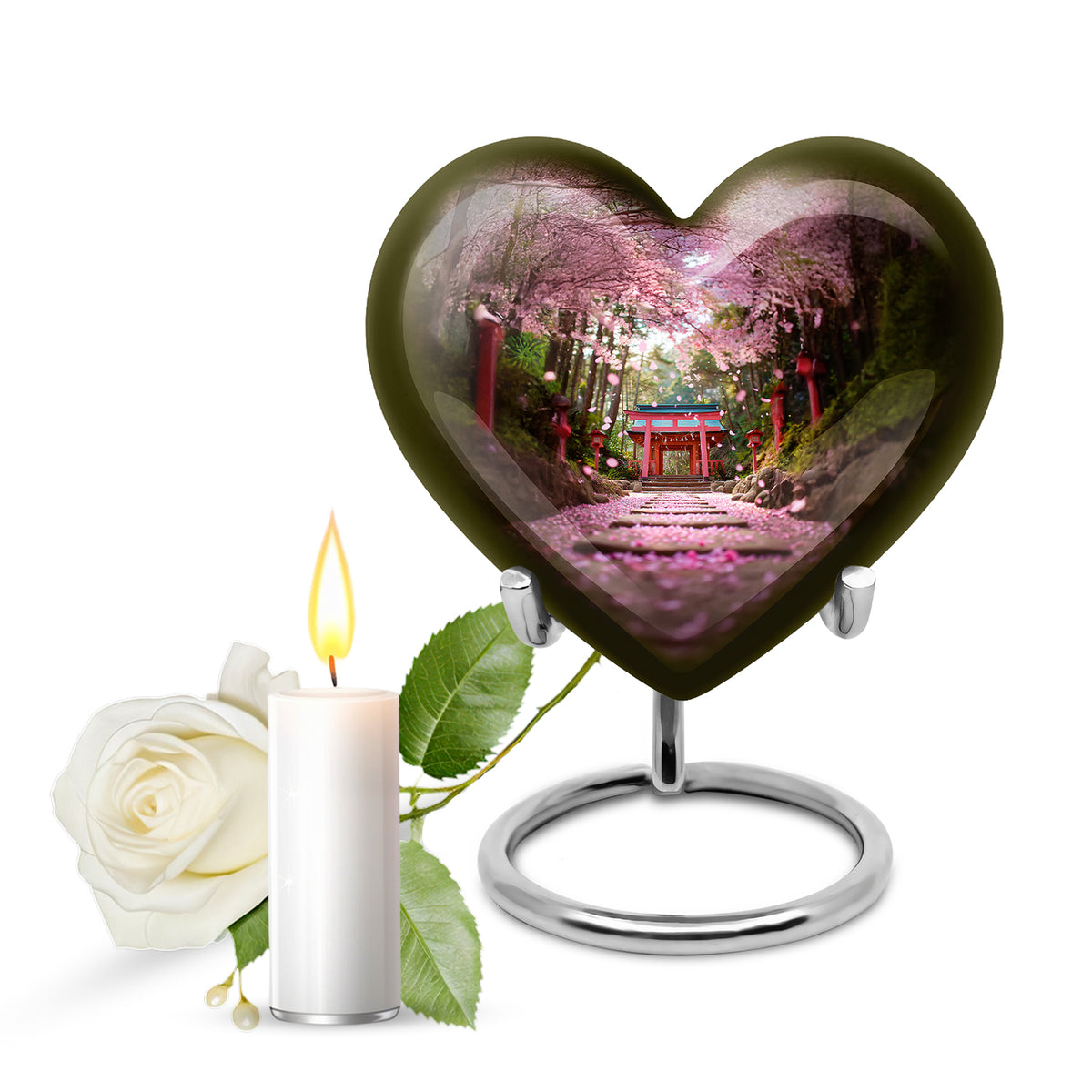 Gold Serene Cherry Blossom Memorial Urn for Ashes - Yatskia