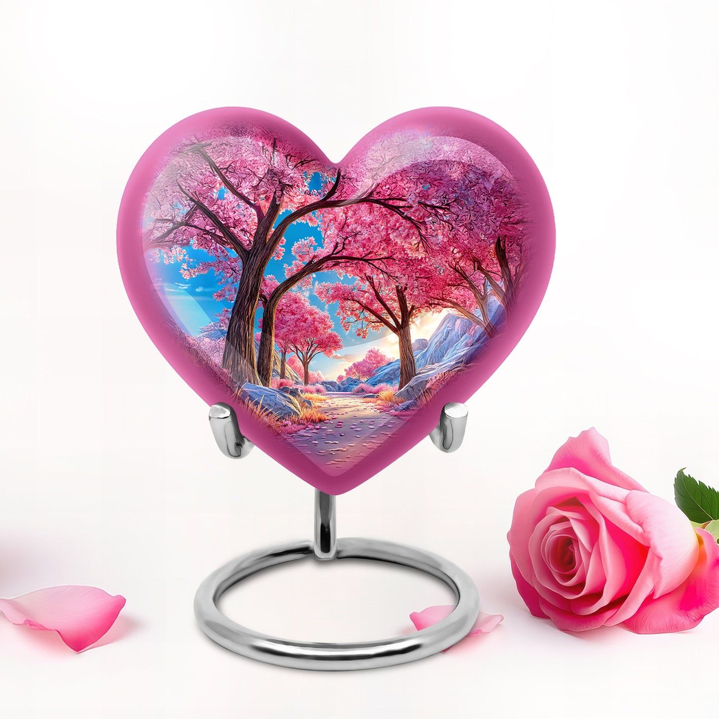 Personalized Refined Cherry Blossom Cremation Urns - Blue 10-inch, 200 cu in - Yatskia