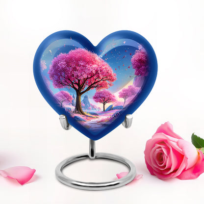 Timeless Blue Cherry Blossom Cremation Urn for Ashes - 10-inch, 200 cu in - Yatskia