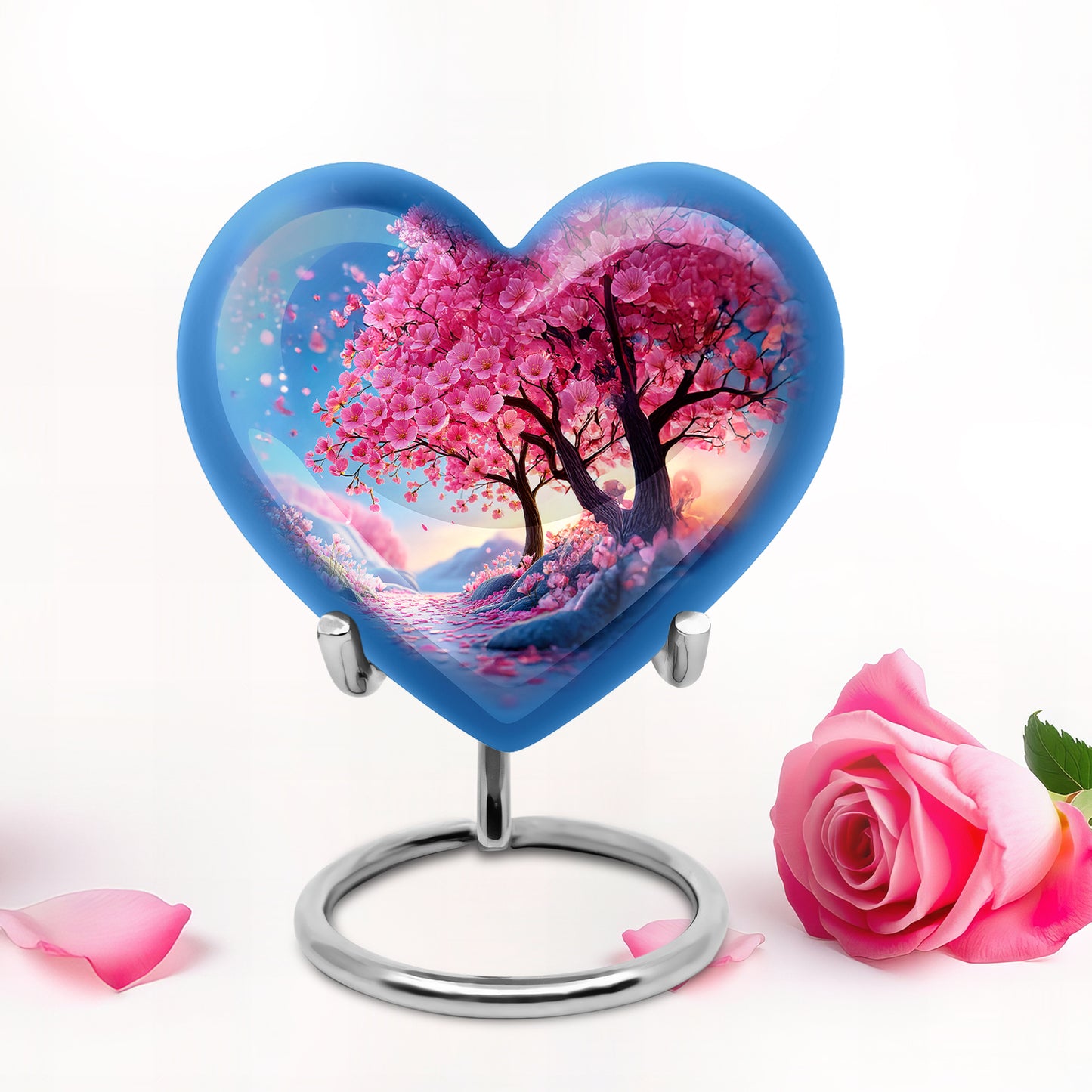 Divine Pink Cherry Blossom Cremation Urn for Ashes - 10-inch, 200 cu in - Yatskia