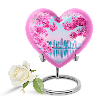 Personalized Teal Sovereign Cherry Blossom Cremation Urns for Human Ashes - Yatskia