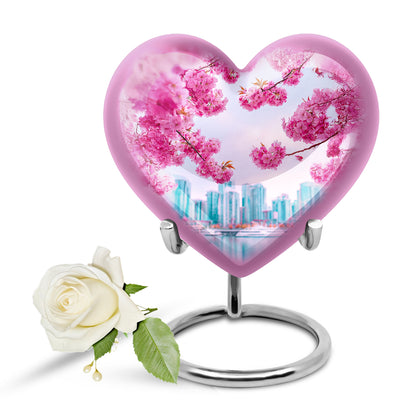 Pink Stately Cherry Blossom Cremation Urns for Human Ashes - Yatskia