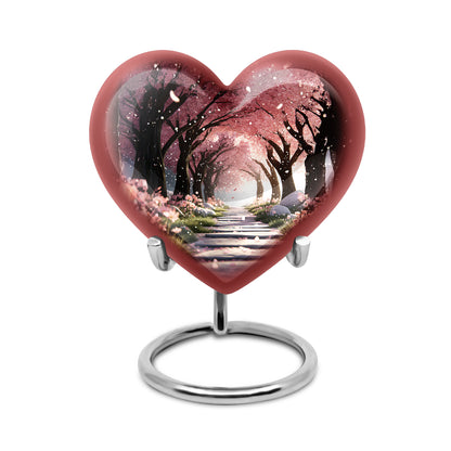 Ethereal Cherry Blossom Memorial Cremation Urns - Red 10-inch, 200 cu in - Yatskia