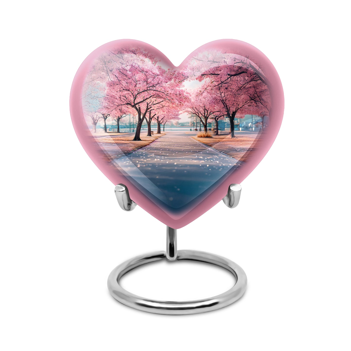 Illustrious Cherry Blossom Memorial Cremation Urns - Teal 10-inch, 200 cu in - Yatskia