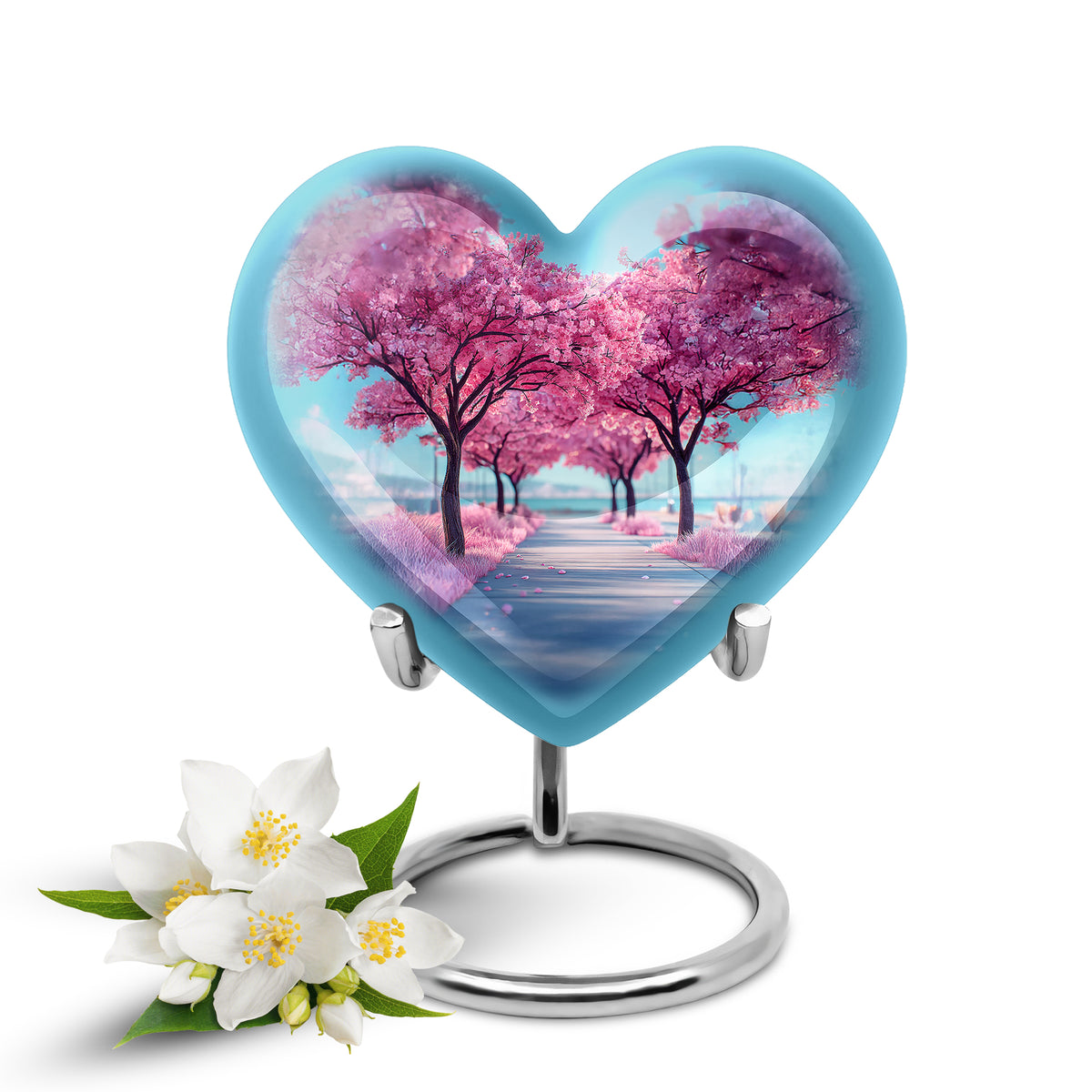 Stunning Blue Cherry Blossom Honor Urn for Human Ashes - Yatskia