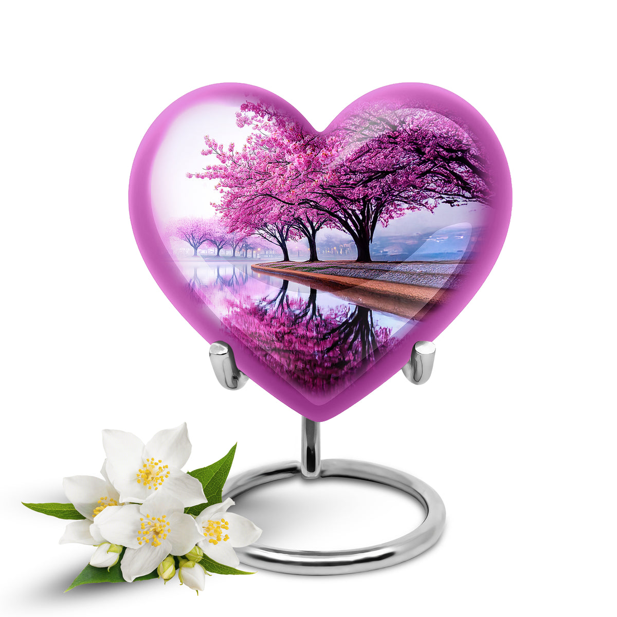 Stunning White Cherry Blossom Testament Urn for Human Ashes - Yatskia