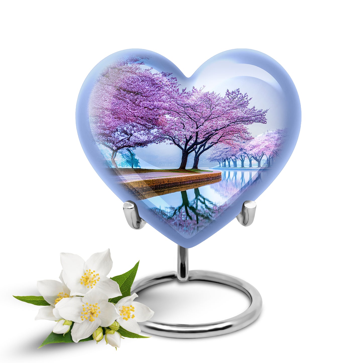 Remarkable Cherry Blossom Memorial Cremation Urns - Blue 10-inch, 200 cu in - Yatskia
