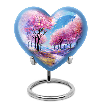 Personalized Blue Cherry Blossom Cremation Urns for Ashes - Enchanting 10-inch - Yatskia