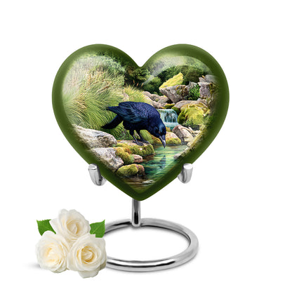 Illustrious Crow Memorial Cremation Urns - Green - Yatskia