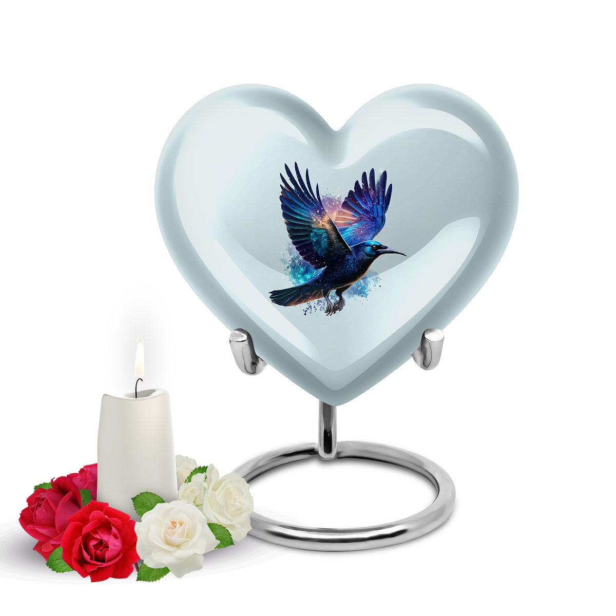 Inspiring Silver Crow Dedication Urn for Human Ashes - Yatskia