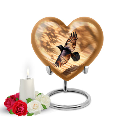 Hallowed Crow Cremation Urns for Human Ashes - Gold 10-inch - Yatskia