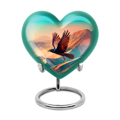 Personalized Teal Revered Crow Cremation Urns for Human Ashes - Yatskia
