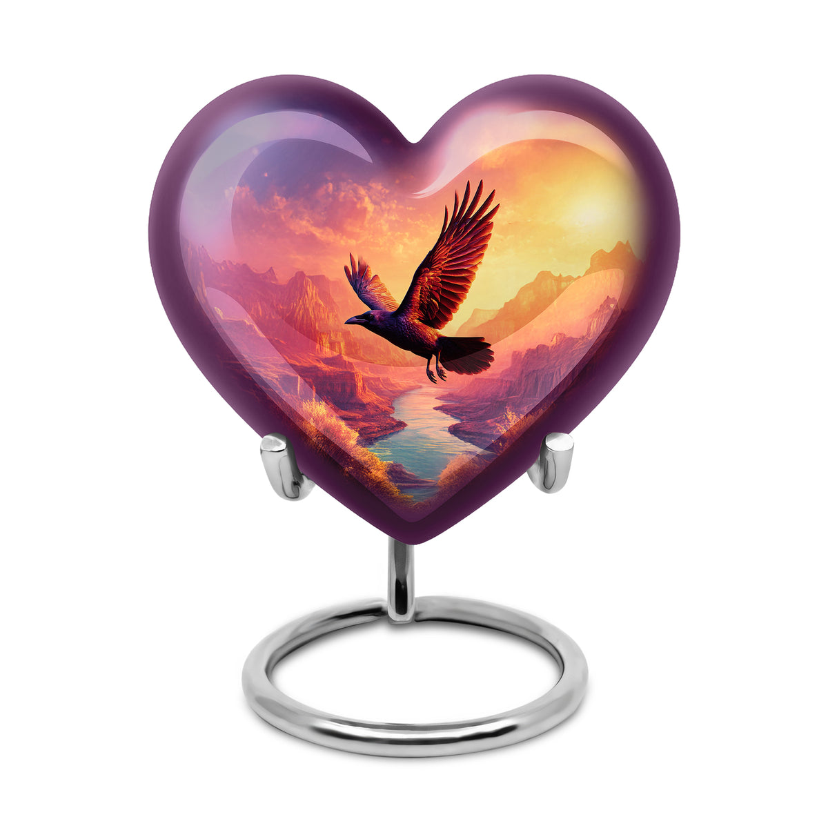 Illustrious Crow Memorial Cremation Urns - Purple - Yatskia