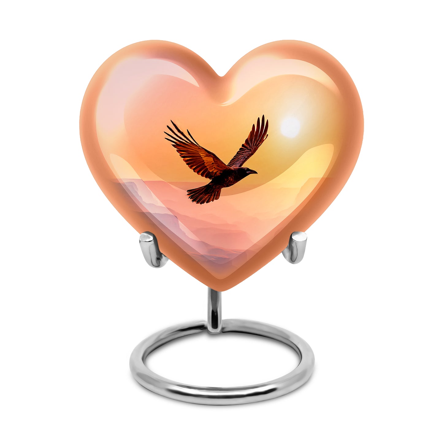 Personalized Red Heavenly Crow Cremation Urns for Human Ashes - 10-inch, 200 cu in - Yatskia