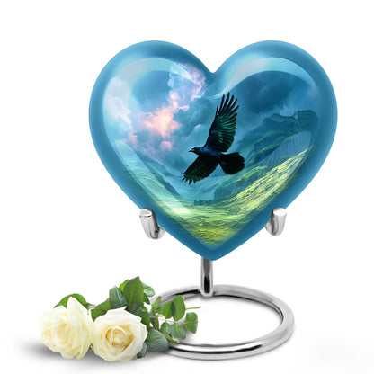 Harmonious Crow Cremation Urns for Human Ashes - Blue 10-inch - Yatskia