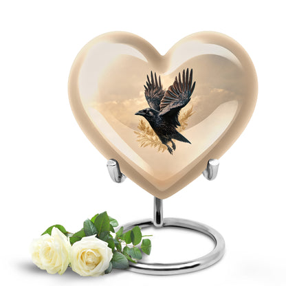 Personalized Refined Crow Cremation Urns - Gold 10-inch, 200 cu in - Yatskia