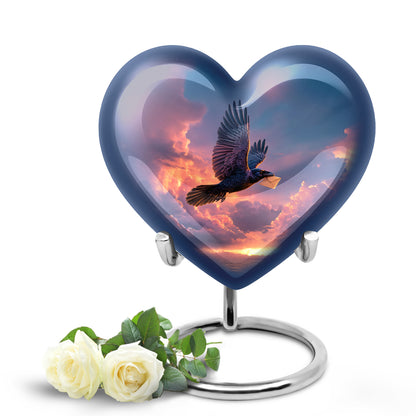 Harmonious Crow Cremation Urns for Human Ashes - Blue - Yatskia