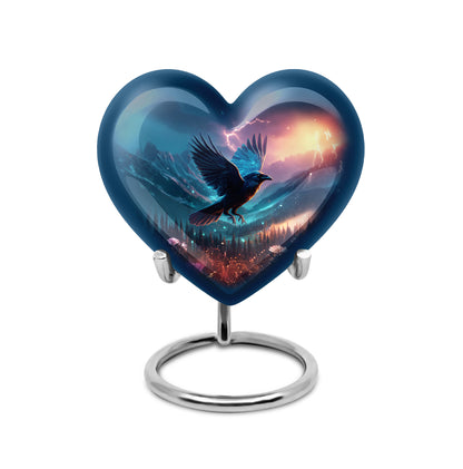 Blue Stately Crow Cremation Urns for Human Ashes - 10-inch, 200 cu in - Yatskia