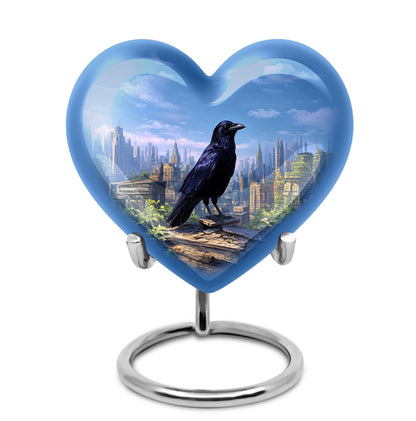Personalized Crow Cremation Urns - Tranquil Blue 10-inch, 200 cu in - Yatskia