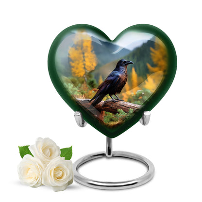 Illustrious Crow Memorial Cremation Urns - Blue 10-inch, 200 cu in - Yatskia