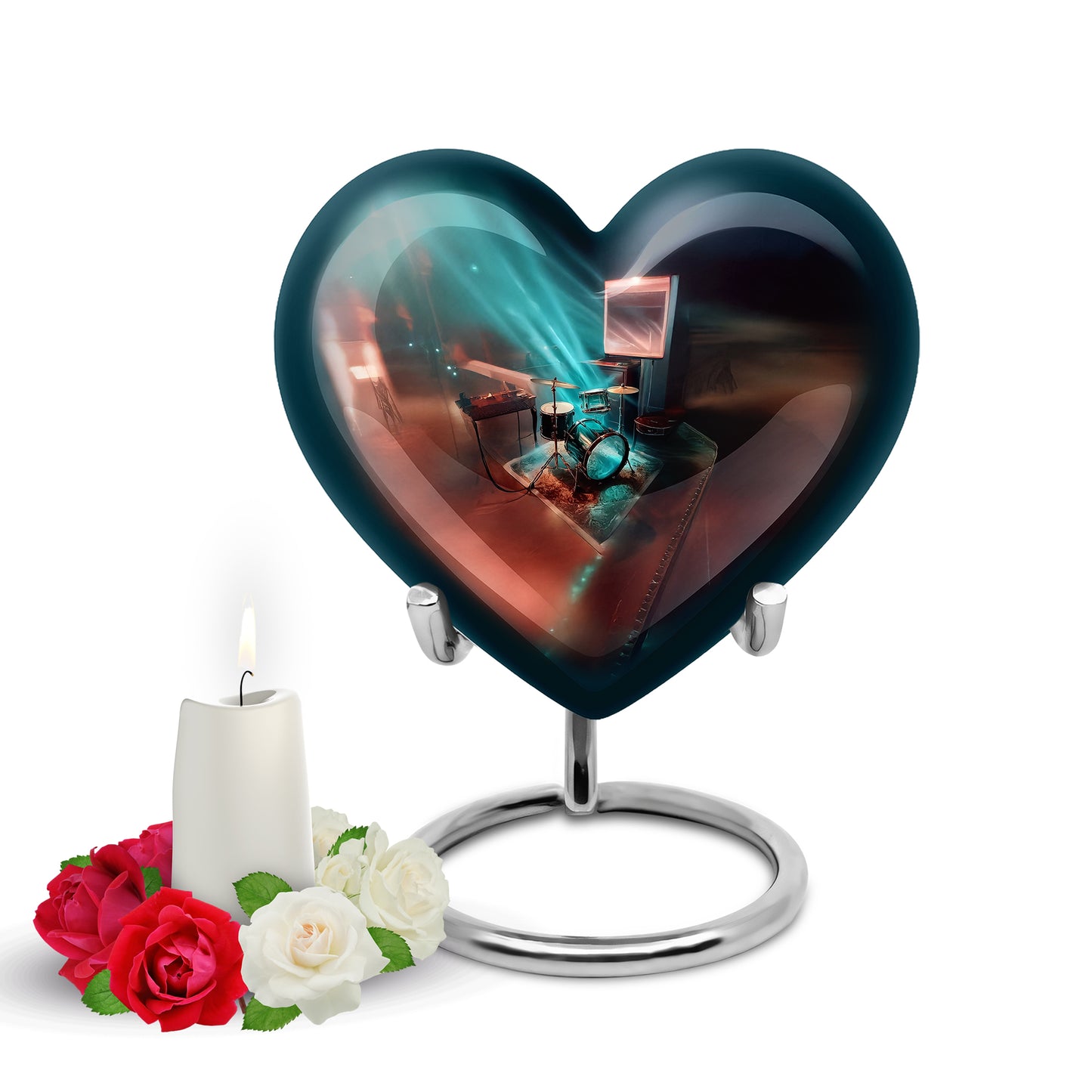 Regal Drums Memorial Cremation Urns - Teal 10-inch, 200 cu in - Yatskia