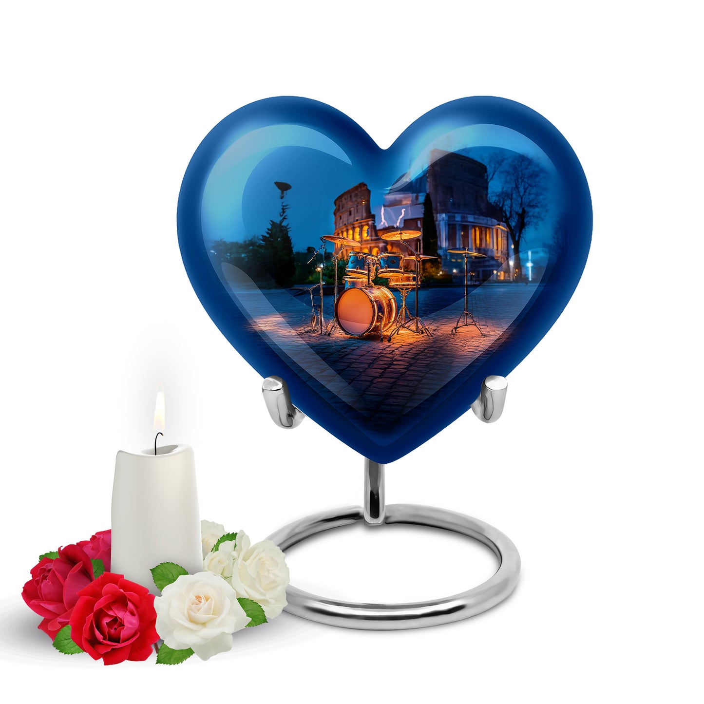 Harmonious Drums Cremation Urns for Human Ashes - Blue 10-inch - Yatskia