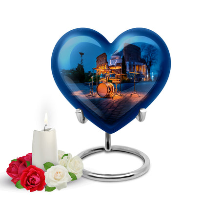 Harmonious Drums Cremation Urns for Human Ashes - Blue 10-inch - Yatskia