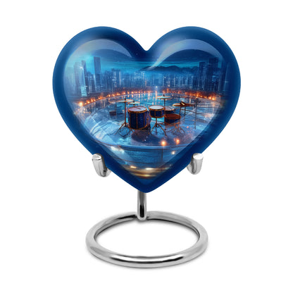 Personalized Drums Cremation Urns - Tranquil Blue 10-inch, 200 cu in - Yatskia