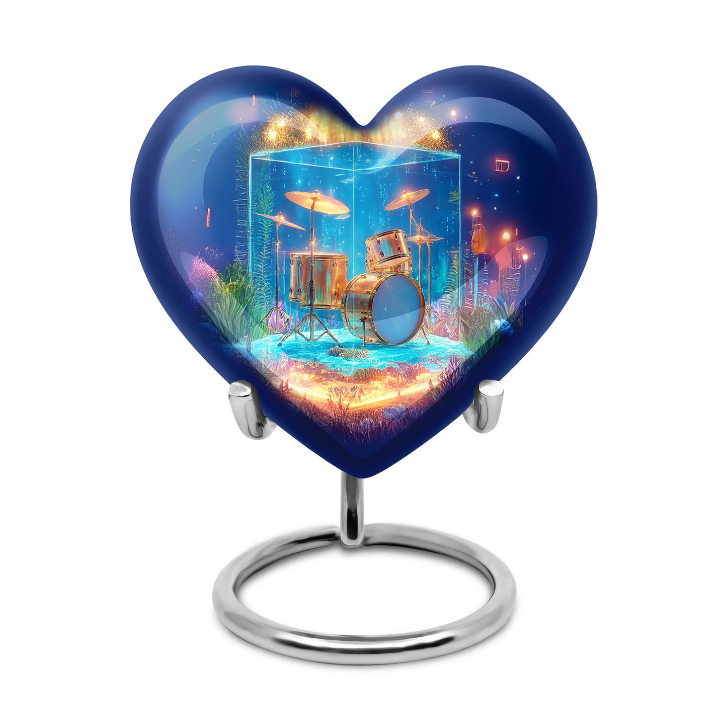 Blue Drums Cremation Urns - Opulent Memorial 10-inch, 200 cu in - Yatskia