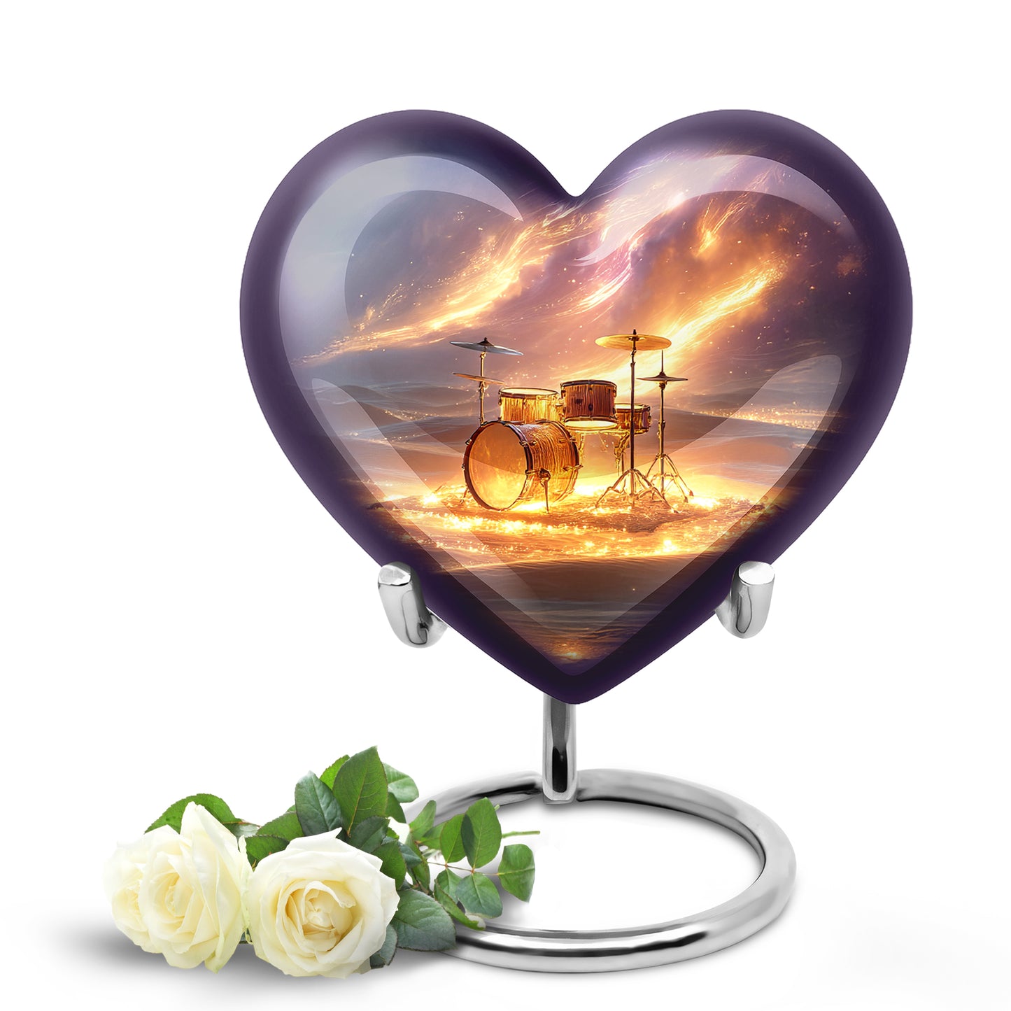 Personalized Red Steadfast Drums Cremation Urns for Human Ashes - 10-inch, 200 cu in - Yatskia