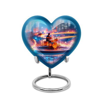 Personalized Blue Steadfast Drums Cremation Urns for Human Ashes - 10-inch, 200 cu in - Yatskia