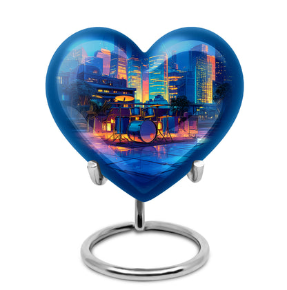 Personalized Elegant Drums Cremation Urns - Blue 10-inch, 200 cu in - Yatskia