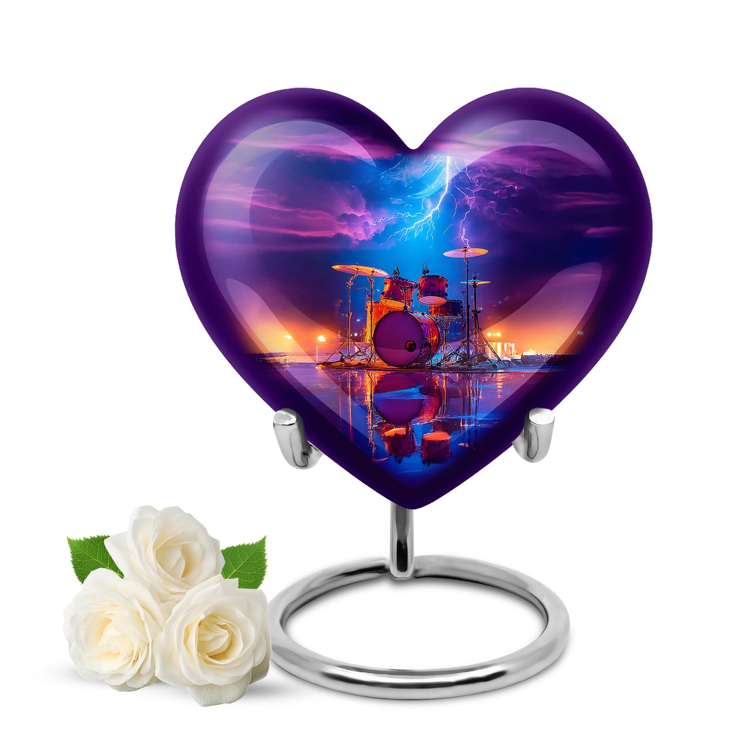 Personalized Drums Cremation Urns - Pristine Blue 10-inch, 200 cu in - Yatskia
