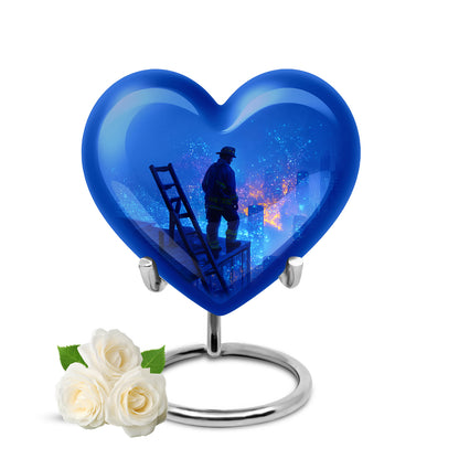 Blue Firefighter Cremation Urns - Enduring Reflection 10-inch, 200 cu in - Yatskia