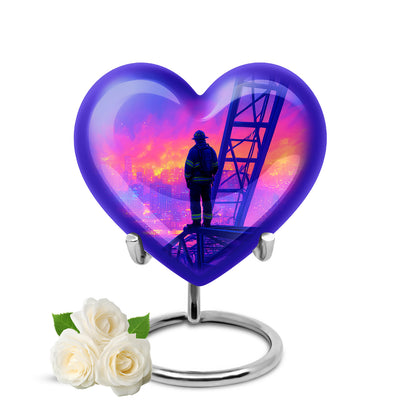 Blue Firefighter Cremation Urns - Honored Celebration 10-inch, 200 cu in - Yatskia