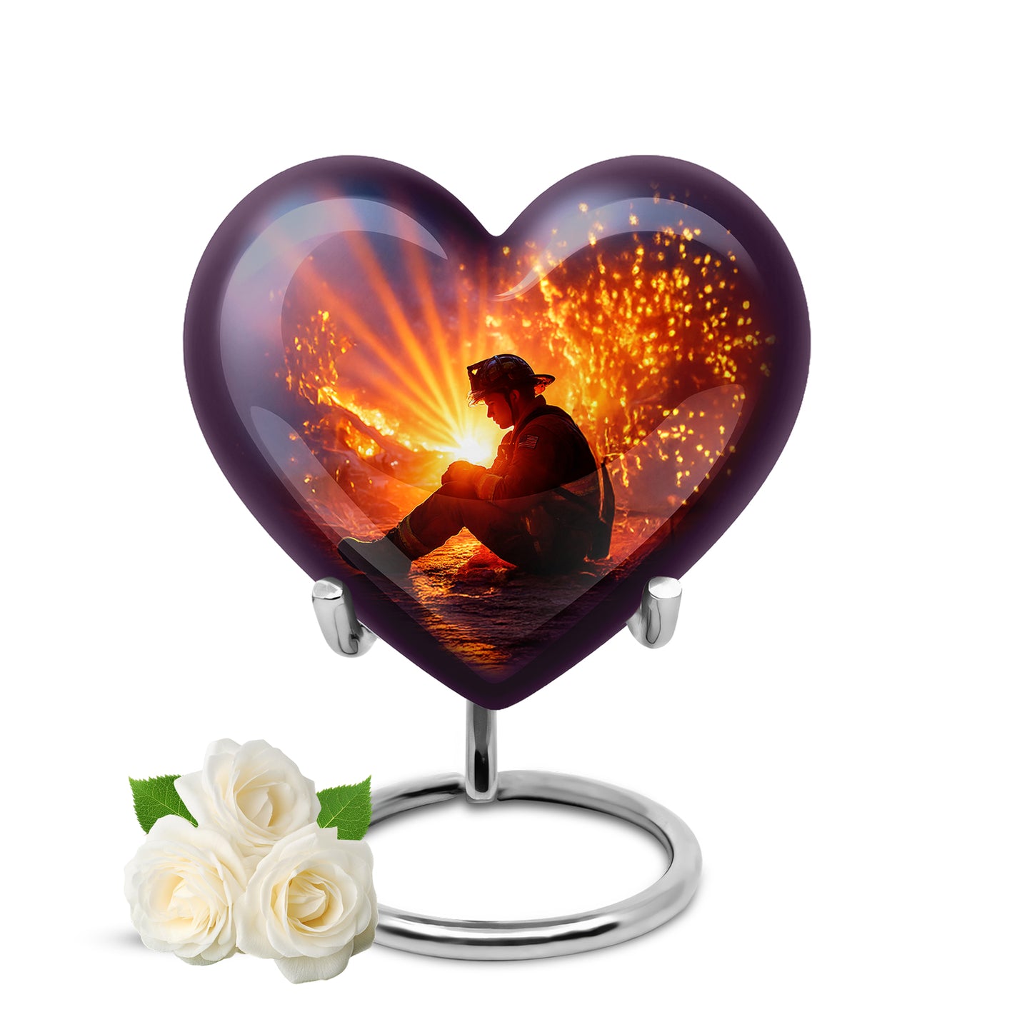 Personalized Blue Firefighter Cremation Urns for Ashes - Majestic 10-inch - Yatskia