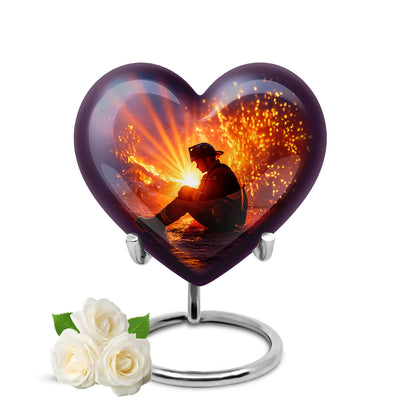Personalized Blue Firefighter Cremation Urns for Ashes - Majestic 10-inch - Yatskia