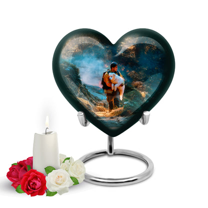Teal Firefighter Cremation Urns - Opulent Reflection 10-inch, 200 cu in - Yatskia