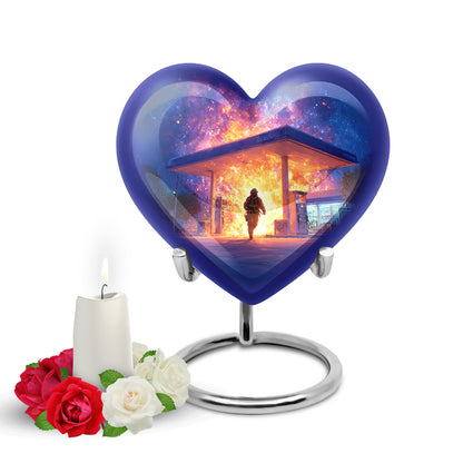 Blessed Firefighter Cremation Urns for Human Ashes - Blue 10-inch - Yatskia