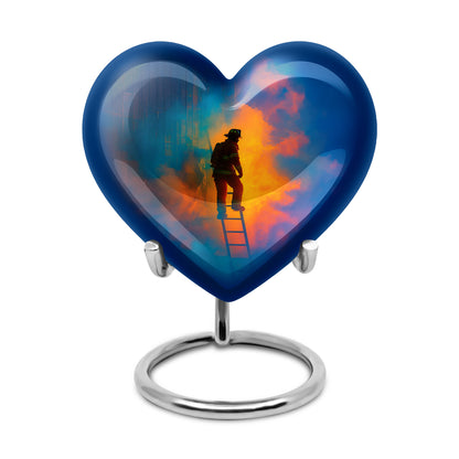Blue Firefighter Cremation Urns - Enduring Tribute 10-inch, 200 cu in - Yatskia