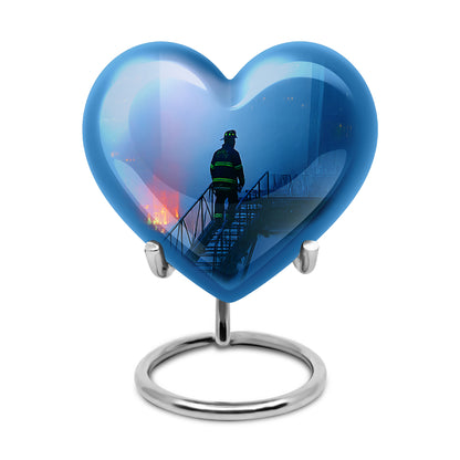 Personalized Firefighter Cremation Urns - Soothing Blue 10-inch, 200 cu in - Yatskia