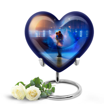 Personalized Blue Heavenly Firefighter Cremation Urns for Human Ashes - 10-inch, 200 cu in - Yatskia