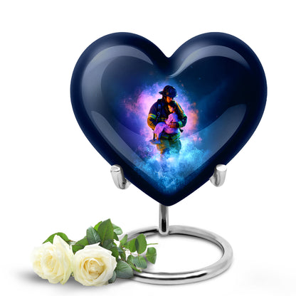 Blue Beloved Firefighter Cremation Urns for Human Ashes - 10-inch, 200 cu in - Yatskia