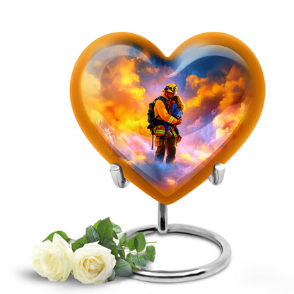 Blue Firefighter Cremation Urns - Opulent Solace 10-inch, 200 cu in - Yatskia