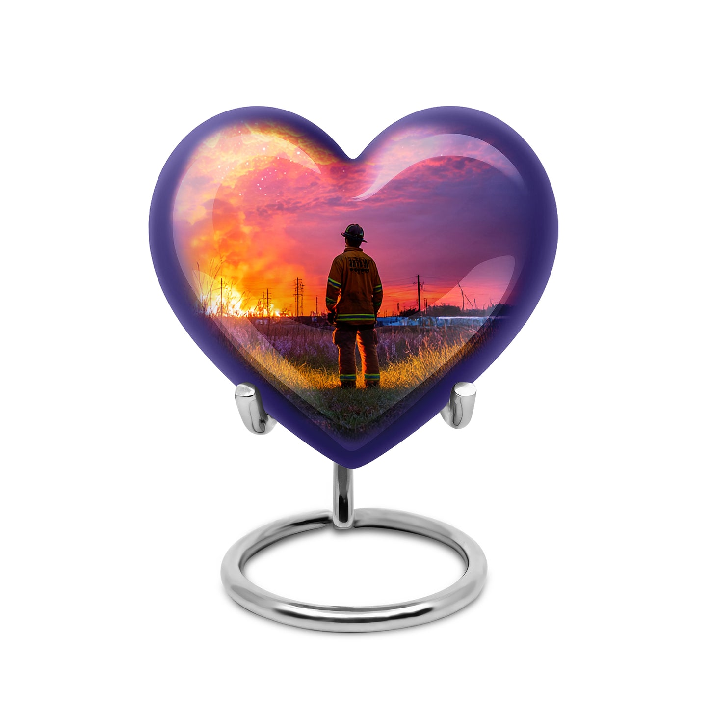 Personalized Purple Firefighter Cremation Urns for Ashes - Peaceful 10-inch - Yatskia
