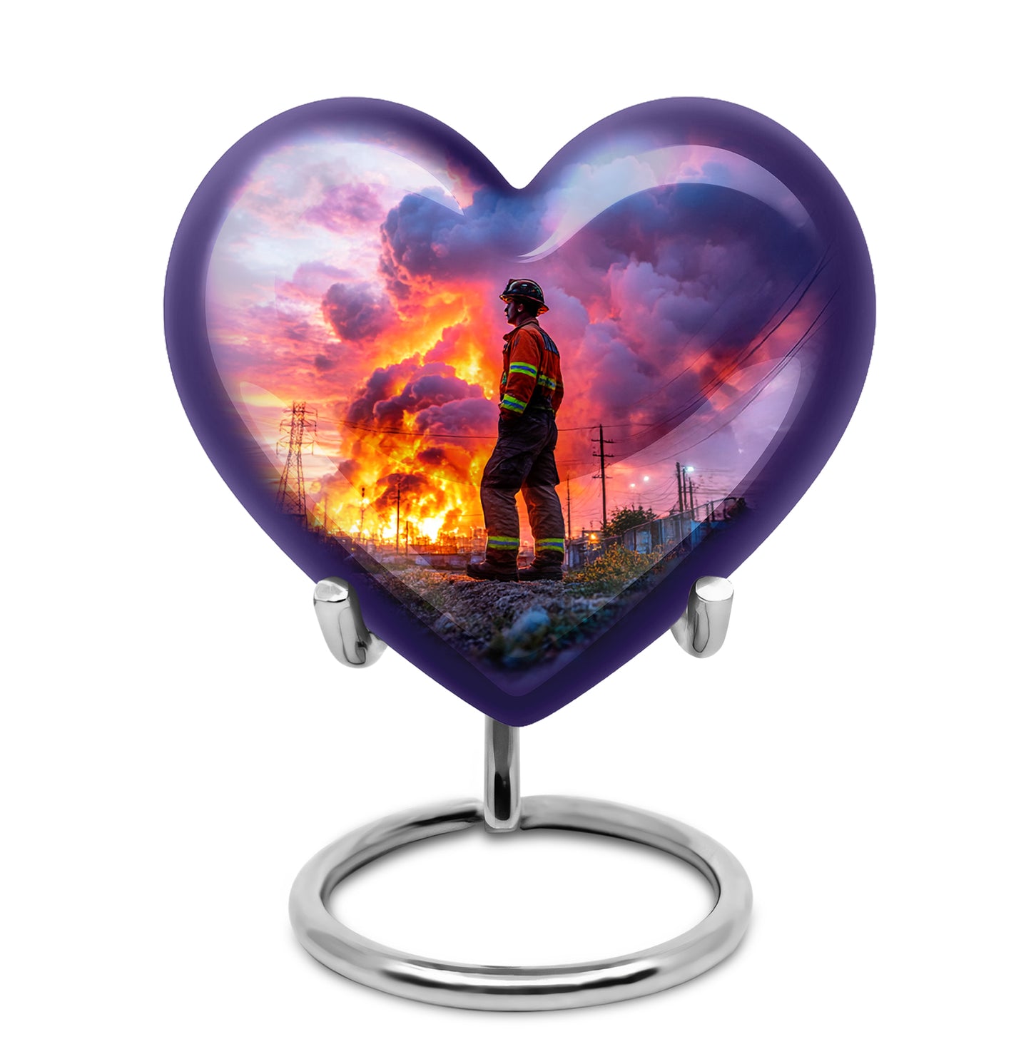 Personalized Refined Firefighter Cremation Urns - Blue 10-inch, 200 cu in - Yatskia