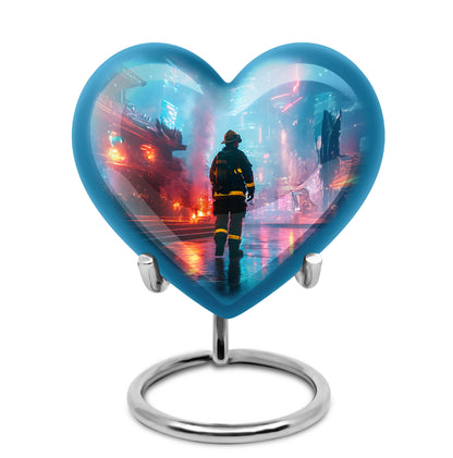 Hallowed Firefighter Cremation Urns for Human Ashes - Blue 10-inch - Yatskia