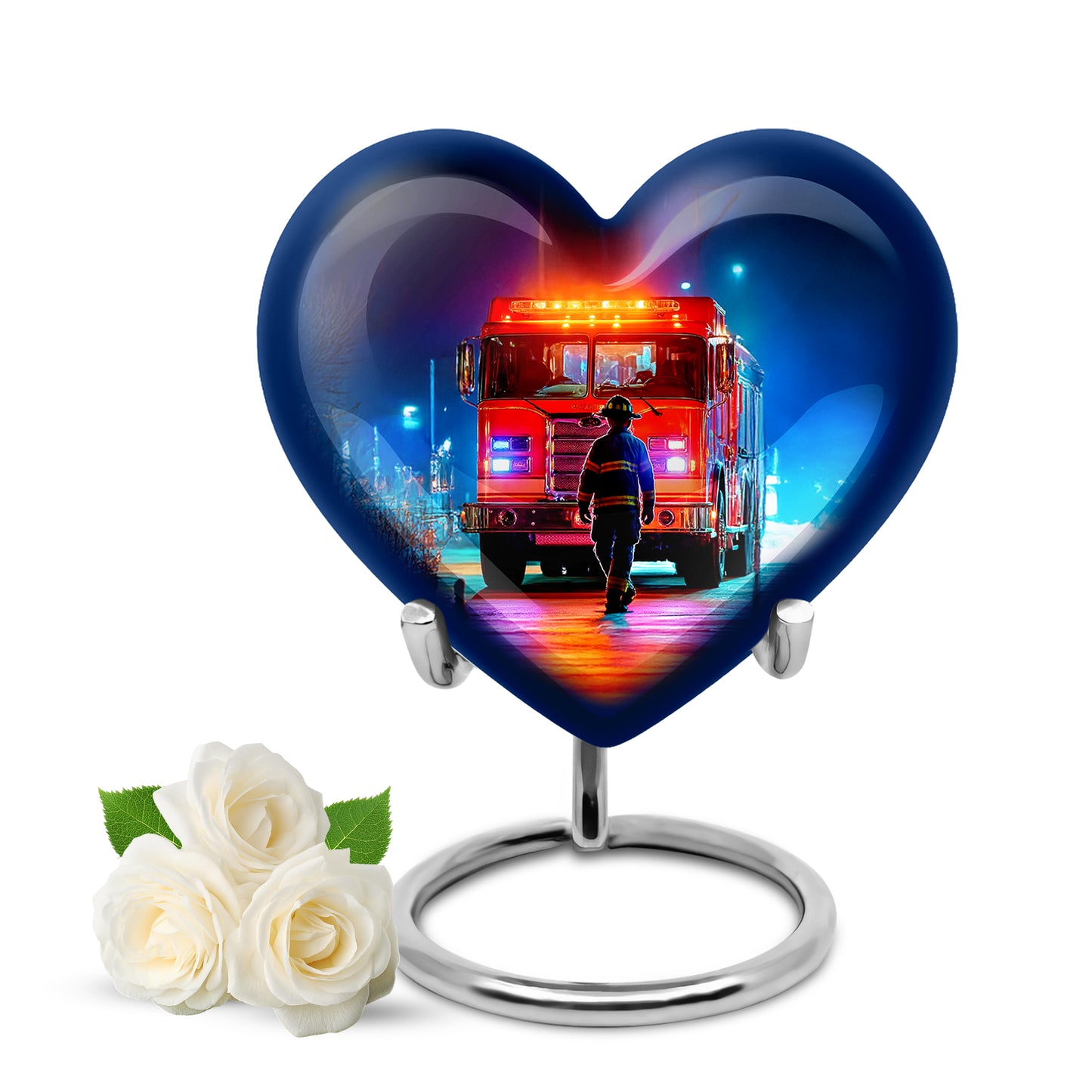 Personalized Refined Firefighter Cremation Urns - Black 10-inch, 200 cu in - Yatskia
