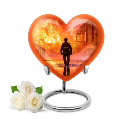 Red Firefighter Promise Cremation Urns for Human Ashes - 10-inch, 200 cu in - Yatskia